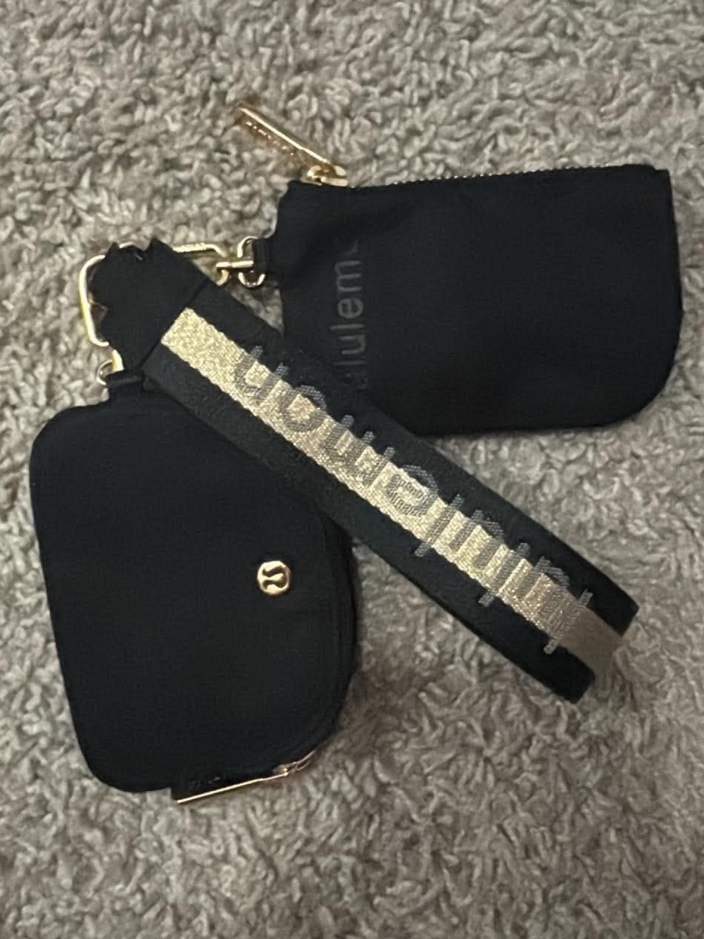 Lululemon Black Multi-Pouch with Gold Strap Detail